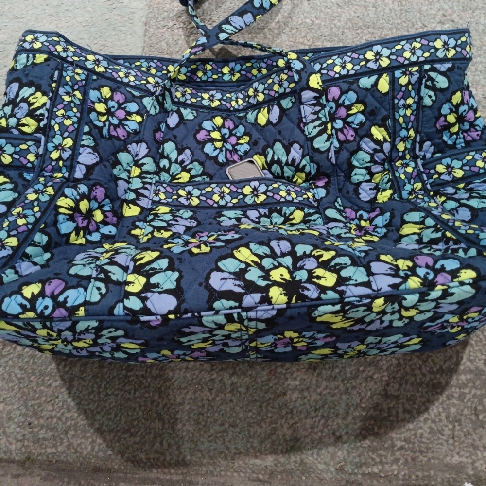 Vera Bradley Blue and Yellow Quilted Travel Bag - Picture 1 of 2